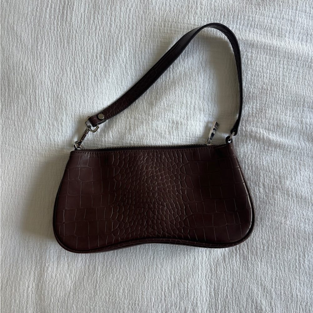 JW Pei dark brown crocodile skin shoulder bag